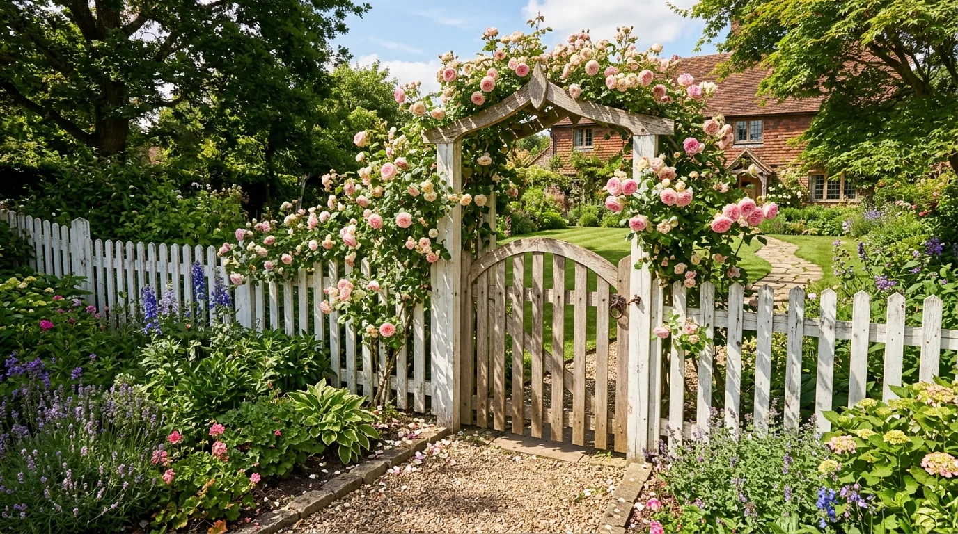 Picket Fence With Flower Border